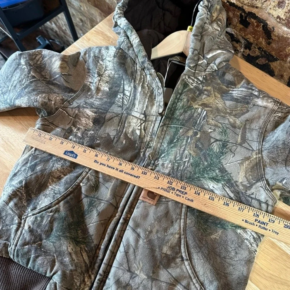 Carhartt Jacket Boys Medium 8-10 Real Tree Long Sleeve Full Zip Camouflage